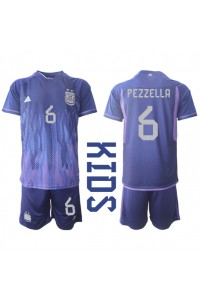 Argentina German Pezzella #6 Babyklær Borte Fotballdrakt til barn VM 2022 Korte ermer (+ Korte bukser)